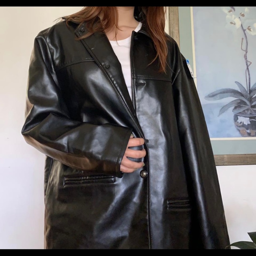 Vintage GV XL black leather blazer